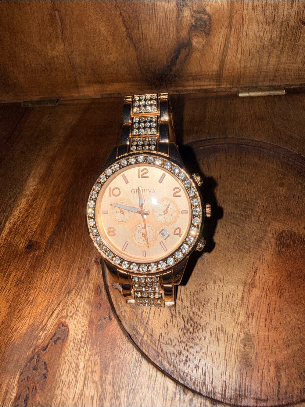 Geneva Rose Gold Crystal-Embellished Women's Bracelet Watch